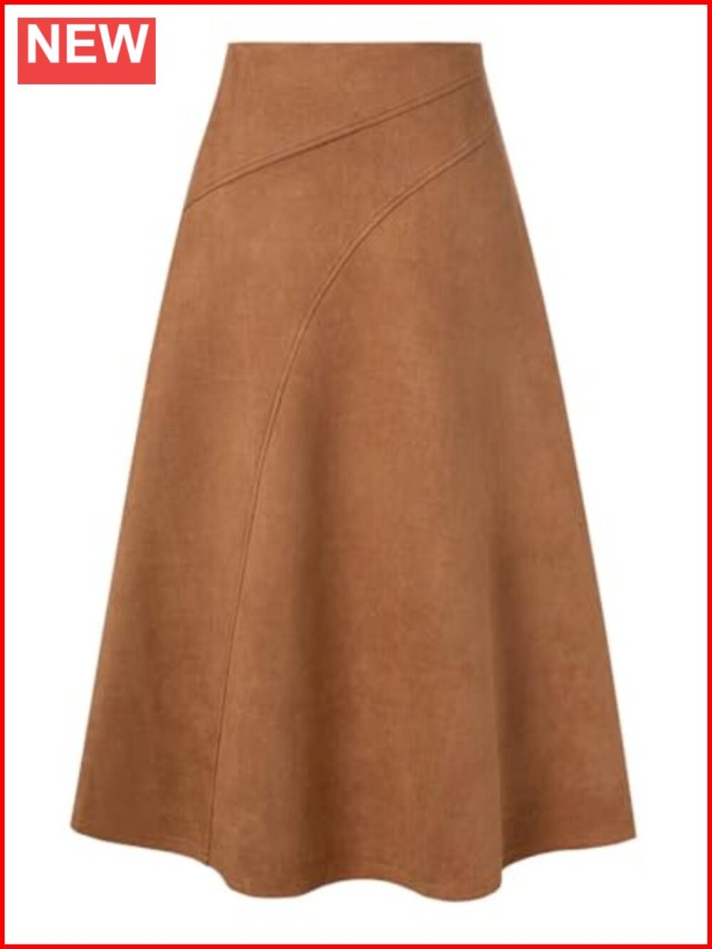Faux Suede High Waist A-Line Midi Skirt Fall Winter Work Casual